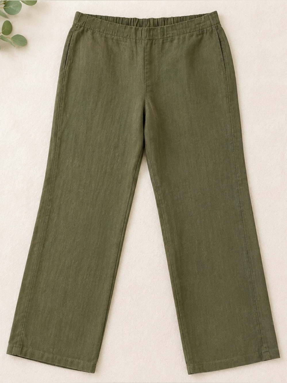 J.Jill Linen Stretch Pull On Olive Ankle Length Pants XL